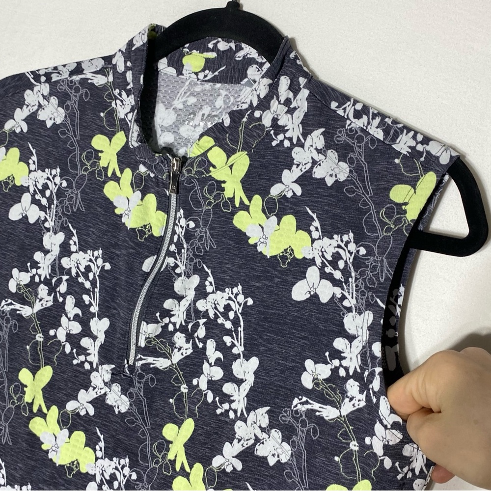 NVO Black Yellow Floral Sleeveless Activewear Top L - Picture 8 of 13